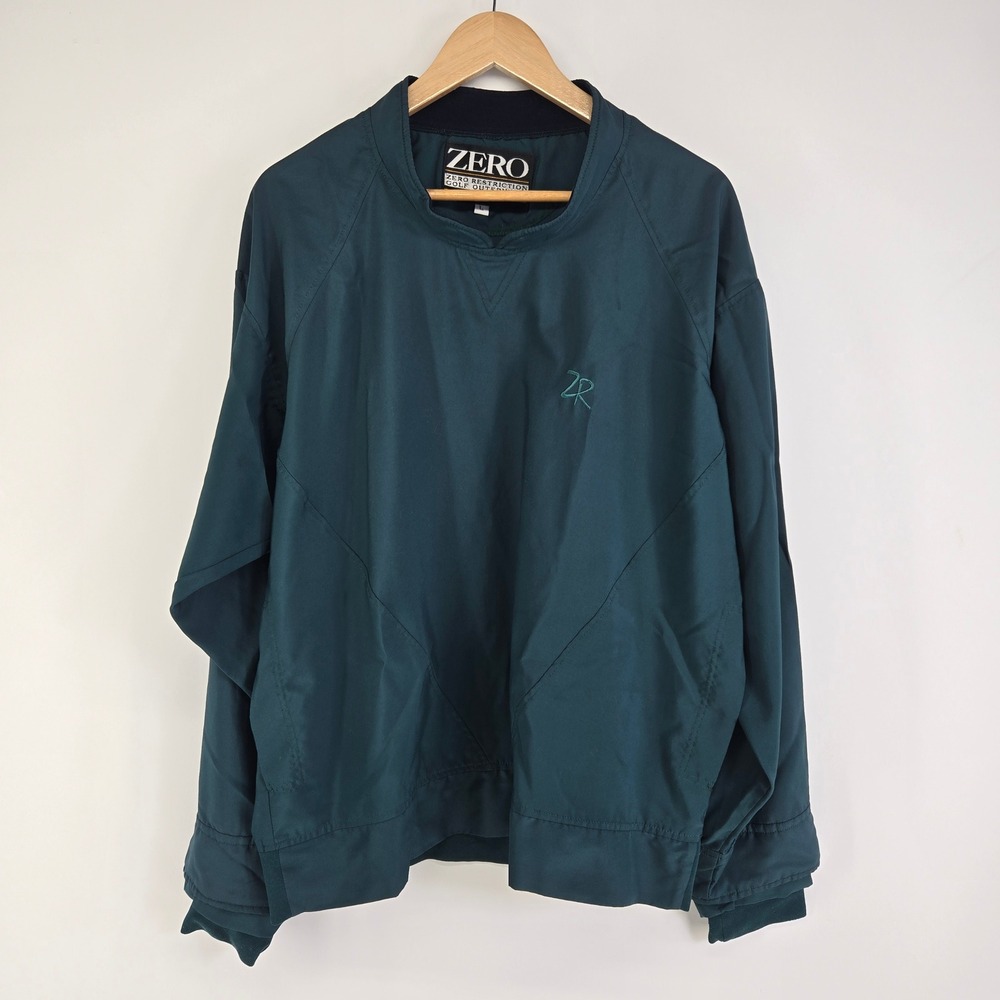 Zero Restriction Golf Windbreaker Mens Large Dark Green Pullover V-Neck Jacket